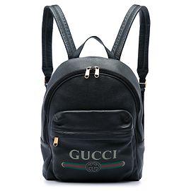 Schwarzer Gucci Leder-Rucksack mit Logo