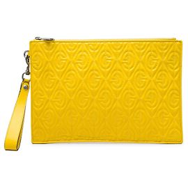 Gucci gesteppte Kalbsleder G Rhombus Zip Clutch Gelb
