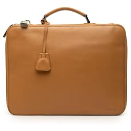 Sac business Prada en cuir marron