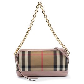 Bolsa Satchel Conversível Derby Abingdon em Lona House Check Marrom Burberry