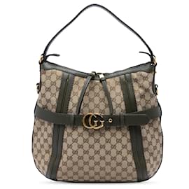 Sac Running Satchel Gucci Medium en toile GG beige
