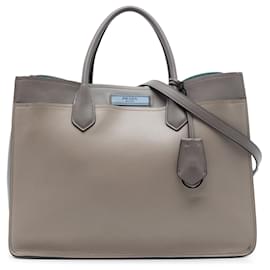 Borsa Satchel Prada City Calf Etiquette Grigia