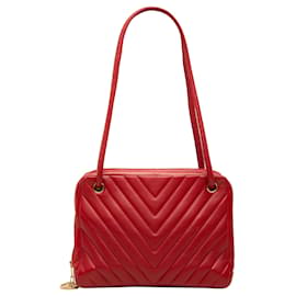 Borsa a tracolla Chanel CC Chevron in pelle di agnello rossa