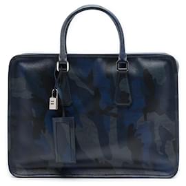 Borsa da lavoro Prada Saffiano con stampa camouflage blu