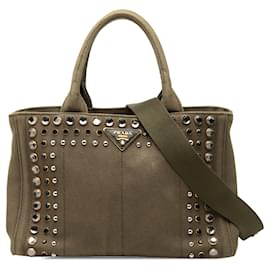 Borsa Prada Small Canvas Canapa Bijoux Marrone