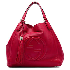 Borsa Tote Gucci Soho Cellarius Media in Pelle di Vitello Rossa