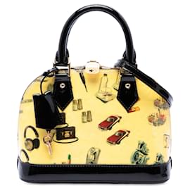 Borsa Satchel Alma BB Louis Vuitton Monogram Vernis Stickers Gialla