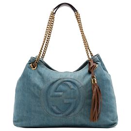 Tote Soho Chain Gucci Medium em Denim Azul