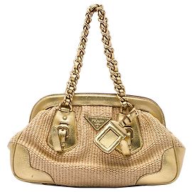 Borsa a tracolla Prada Cinghiale Trimmed Paglia Oro