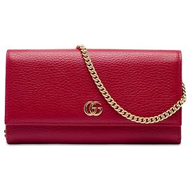 Borsa a tracolla Gucci GG Marmont in pelle di vitello rossa con portafoglio e catena