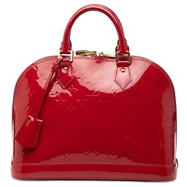 Borsa a mano Louis Vuitton Monogram Vernis Alma PM rossa