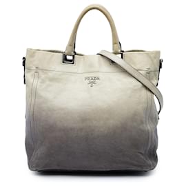 Borsa Tote Satchel Prada Ombre Glace in vitello grigio