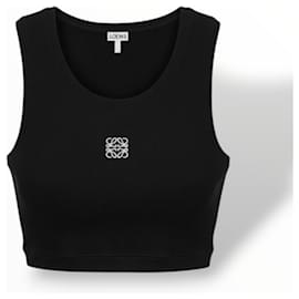 Loewe Top corto negro de algodón logo Anagram