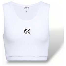 Loewe Top de tirantes Anagram Cropped blanco de algodón