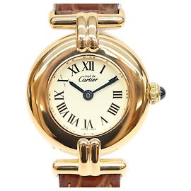 Cartier W1000653 925 Must Colisée SM Uhr Elfenbein Römisches Zifferblatt Vermeil Quarz