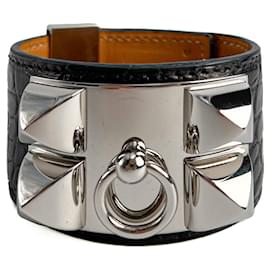 Hermès Pulsera Collier de Chien Small Exotic Leather S Black
