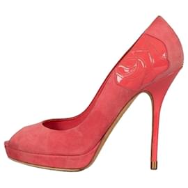 Sapatos de salto Christian Dior em camurça rosa com dedos abertos Sz.39 seminovos