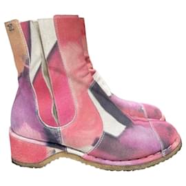Chanel Multicolor Wildleder Stiefeletten, Größe 38 Gebraucht