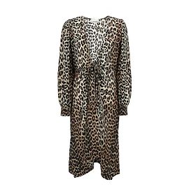 Ganni Seiden Midikleid mit Leopardenprint