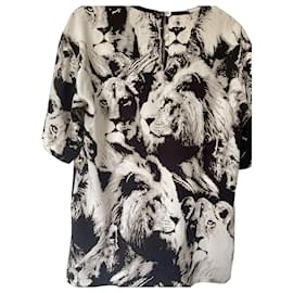Roberto Cavalli Lion Print Silk Blouse