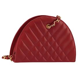 Borsa a tracolla CHANEL Matelassé con catena in pelle d'agnello rossa e CC dorato