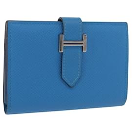 Hermès Portacarte Bean HERMES in pelle Blue Silver