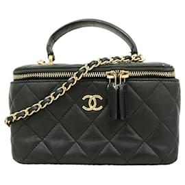Borsa Vanity Chanel in pelle d'agnello nera