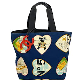 Sac cabas Chanel en toile bleu marine