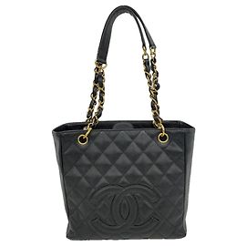 Borsa Tote Chanel in pelle di vitello martellata nera