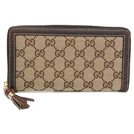 Portafoglio lungo Gucci Bamboo con chiusura zip rotonda