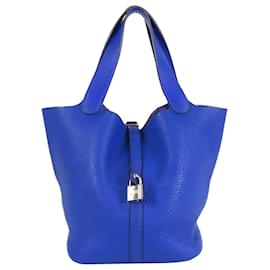 Hermès Blue Clemence Picotin Lock 22