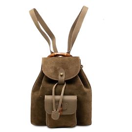 Mochila Gucci de ante marrón con bambú