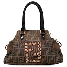 Fendi Brown Zucca Canvas Grommet Etniko Du Jour Tote