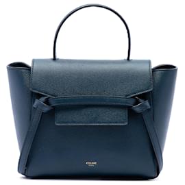 Céline Borsa cintura Celine Nano in pelle di vitello grana naturale blu
