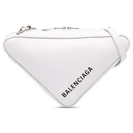 Borsa a tracolla Balenciaga Triangle Chain in pelle bianca