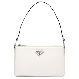 Borsa a tracolla Prada in Saffiano bianco