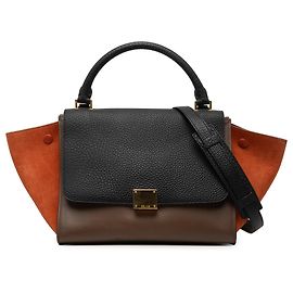 Céline Celine Bolsa Trapeze Small em couro tricolor marrom