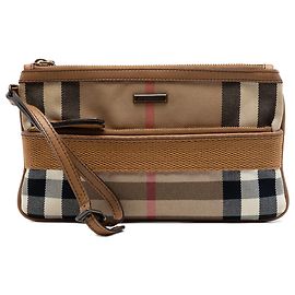 Clutch de muñeca Burberry en lona House Check marrón