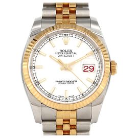 Rolex Datejust Armbanduhr aus Edelstahl und Gelbgold