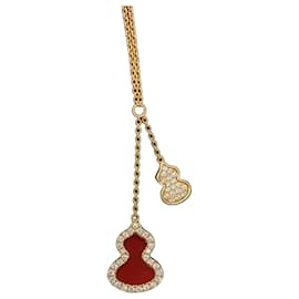Autre Marque Collana Qeelin Wulu Double Gourd in Agata Rossa e Diamanti