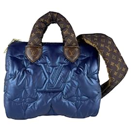 Borsa a tracolla Louis Vuitton in nylon blu e marrone