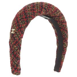 Fascia per capelli Chanel Coco Mark in tweed rosso