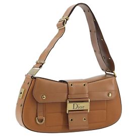 Borsa a tracolla Christian Dior Street Chic in pelle marrone e oro Auth 195980V
