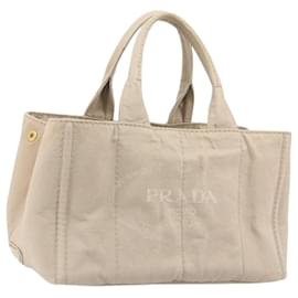 Borsa a mano PRADA Canapa MM Canvas Beige Gold Auth 196635A