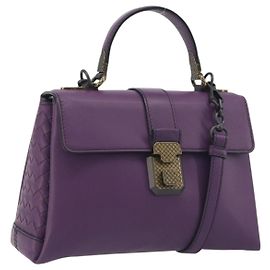 Sac à main BOTTEGA VENETA INTRECCIATO en cuir 2 voies Violet Doré Auth BA14797V