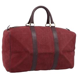 Borsa Boston Christian Dior Trotter Canvas Camoscio Rosso Oro Auth ka5703