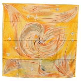 Hermès Foulard HERMES Carre 90 "FEUX DU CIEL" Seta Giallo Auth 196844M