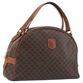 Céline Borsa a mano CELINE Macadam Canvas PVC Leather Brown Gold Auth mr2825