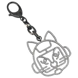 CHANEL Robot Katze Schlüsselanhänger Metall Schwarz CC Auth BA15043M