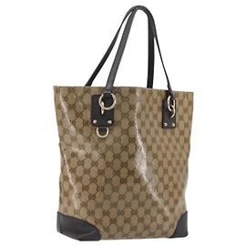 GUCCI GG Crystal Tote Bag Coated Canvas Outlet Beige Gold 353706 Auth 198678A